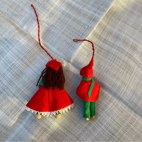 Handmade vintage wood and fabric Christmas ornaments - Picture 2 of 2